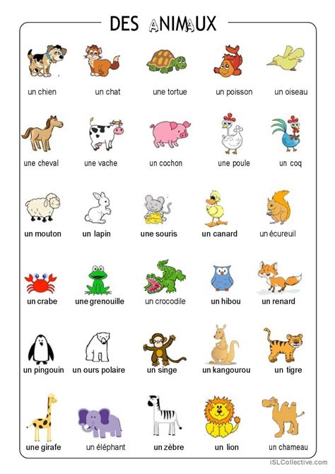 apprendre les animaux en francais.